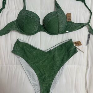 Green Glitter Bikini Set
